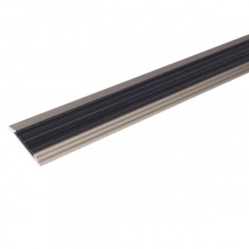 Profil antiderapant din aluminiu pentru trepte Dekora P1, plat, 1,8 m, culoare champagne matt
