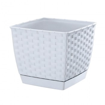Горшок квадратный Prosperplast Rotolla 220х220х189 мм, белый DRLK220-S449