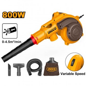 Suflantă electrică INGCO AB8038 800 W, 0-4,5 m3/min, 0-15 000 rot/min, cu regulator de viteză