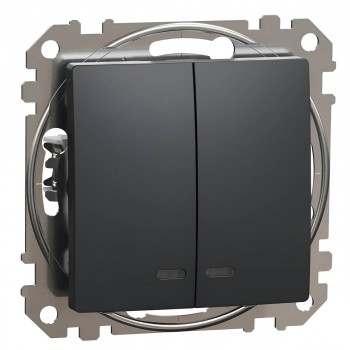 Întrerupător ascuns Schneider Electric Sedna 2-butoane, antracit, cu indicator SDD114105L