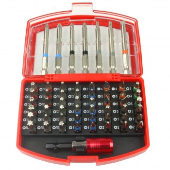 Set de biți MAR-POL M66304, 56 piese, Cr-V, biți scurți și lungi 25-75 mm în cutie