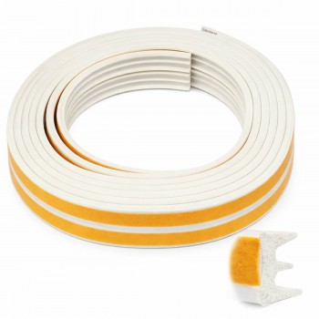 Уплотнитель самоклеящийся для окон и дверей Scley, профиль E, EPDM, 9х4 мм, щели 2-3,5 мм, белый