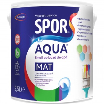 Эмаль акриловая на водной основе Policolor SPOR AQUA для дерева и металла, белая матовая, 0,6 л