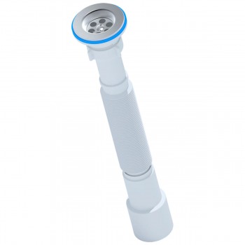 Sifon gofrat extensibil pentru chiuvetă ANI Plast G206 1 1/4" x 40-50 mm, lungime 391-801 mm, grilaj din oțel inoxidabil