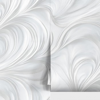 Tapet vinil pe flizelină Wallsecret Elastica 9122-21, embosare la cald, alb, 1,06 x 10,05 m, lavabil