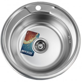 Мойка кухонная Mixxus Z510-08-180D Decor нержавеющая сталь, врезная, 510х510 мм, глубина 180 мм