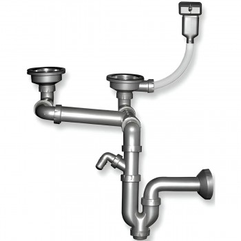 Сифон для кухни двойной Asil TSF 12, выпуск 3 1/2", d.40 мм, с переливом