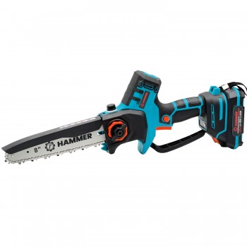 Мини-пила цепная аккумуляторная Hammer HCS-21B8 21 В, 20 см, 2х2.0 Ач, 7.5 м/с, бесщеточная, кейс (Арт. 40261)