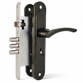 Broască îngropată cu mânere Zenit ZV9.009/17, mecanism cu suvaldă 6, interax 55 mm, backset 55 mm, 4 chei, cupru