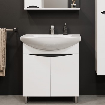 Dulap pentru lavoar BAYRO Elara Duo, pentru Zenon 750, 710x343x810 mm, pe pardoseală, alb mat
