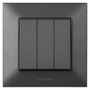 Выключатель трехклавишный скрытой установки Panasonic Arkedia Slim антрацит WNTC0015-2DG