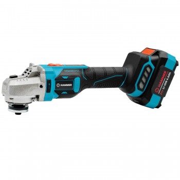 Болгарка аккумуляторная Hammer HM-BLAG-125, 21 В, 125 мм, бесщёточная, 2 аккумулятора 4.0 Ач