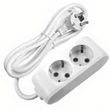 Prelungitor casnic Viko Multi-Let cu împământare 3 m 16 A 230 V 2 prize IP20 alb 90114203