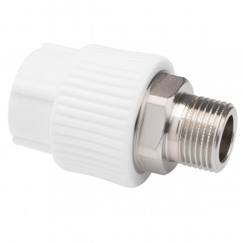 Муфта полипропиленовая с американкой Wavin 20 мм х 1/2 Наружная резьба