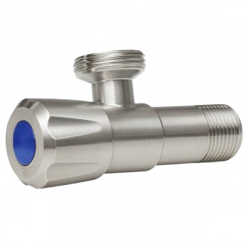 Кран шаровой угловой Rubano 1/2 НР х 3/4 НР, из нержавеющей стали