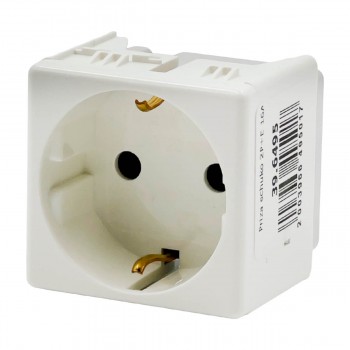 Priză GEWISS GW20265 Schuko 2P+E 16 A 250 V 2 module System White cu protecție pentru montare ascunsă