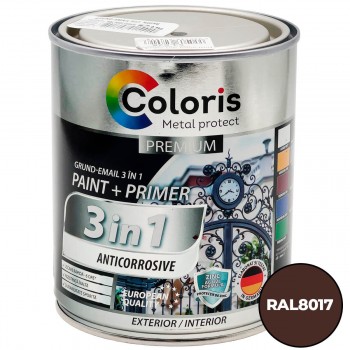 Грунт-эмаль антикоррозионная Coloris Premium 3 в 1, шоколадный RAL8017, 2.7 л