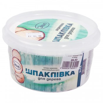 Готовая акриловая шпаклевочная масса Эльф 0,9 кг, для дерева, белая