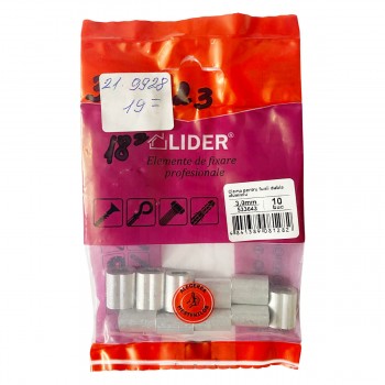Clemă pentru funii și cabluri din aluminiu dublă Lider d3,0 mm (10 bucăți) 533643