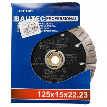 Disc diamantat turbo segmentat BAUTEC PROFESSIONAL 125x15x22.23 mm (Art. 1501)