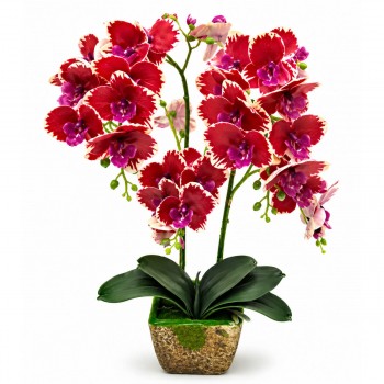 Orhidee artificială DYP8991/40 în ghiveci, roșie, 50 cm