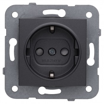 Розетка без рамки с заземлением Panasonic Karre Plus антрацит WKTT0202-2DG