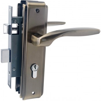 Замок врезной с ручкой и цилиндром MDF158 YPN M-008 AB