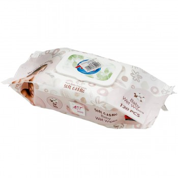 Влажные салфетки ACT детские, 120 шт, с крышкой