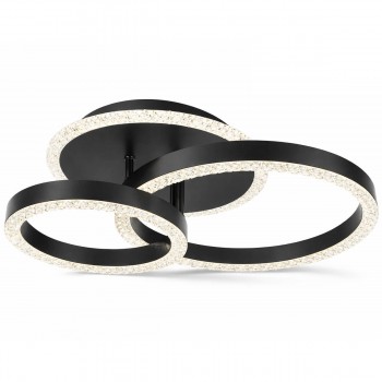 Люстра светодиодная потолочная кольца 1+1, черная 6115Y-1+1 BK