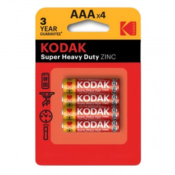 Батарейки Kodak AAA LR03 Super Heavy Duty 1.5 В, цинковые, 4 шт.