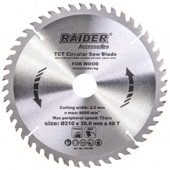 Пильный диск Raider 210х30 мм, 48 зубьев, для дерева и MDF (Арт. 163150)