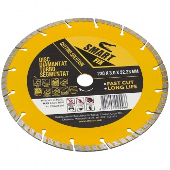Disc diamantat Smart Fix Turbo segmentat 230x3.0x22.23 mm pentru beton, cărămidă, gresie și granit