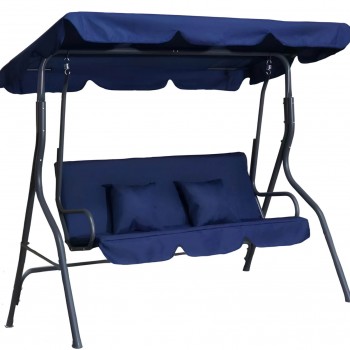 Leagăn de grădină Xenos Capri Dark Blue, 3 locuri, până la 200 kg, cu copertină, albastru închis