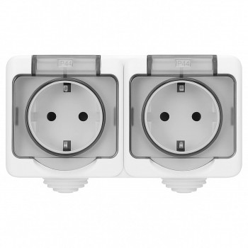 Розетка двойная влагозащищенная 1000kW SELENA AQUA 2P+E 16A IP44 белая KW-0206-0706