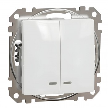 Выключатель Schneider Electric Sedna 2-клавишный, белый, с индикатором SDD111105L