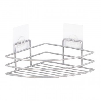 Raft pentru baie unghiular Metalife MKB-715 18 cm, crom, din oțel, fără găurire Magic Fix