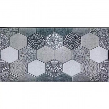Панель ПВХ для кухонного фартука 96x48 см, мозаика гексагон, серая