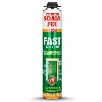 Spumă poliuretanică profesională SomaFix S960 Fast, 870 ml, randament de până la 70 l, cu întărire rapidă, pentru pistol