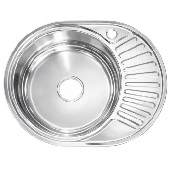 Chiuvetă de bucătărie încastrabilă ovală din oțel inoxidabil 570x450x180 mm, cu aripă pe dreapta