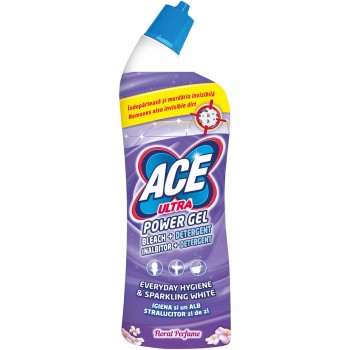 Gel WC dezinfectant ACE Ultra Power Floral Perfume, 750 ml, anticalcar, degresant