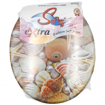 Сиденье для унитаза SOFTY мягкое, ракушки морские звезды 10402-6034