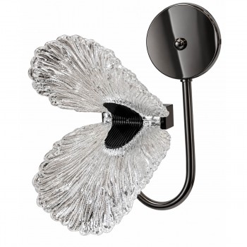 Aplică de perete decorativă 127-013-1 GM, cu frunze transparente în relief și corp închis la culoare