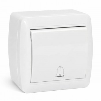 Кнопка звонка Elmos накладная (наружная), белая, 10 А, 230 В, IP44 (Арт. 8001-00)