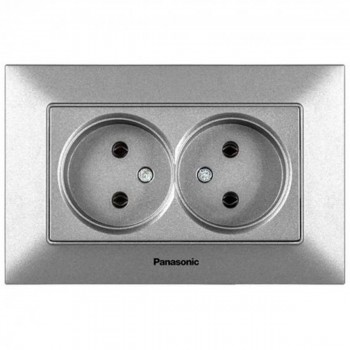 Розетка двойная с рамкой Panasonic Arkedia Slim скрытая установка, серебряная WNTC0204-2SL