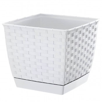 Горшок для цветов Prosperplast Ratolla Square 250х250 мм, выс. 220 мм, 8,2 л, белый DRLK250-S449
