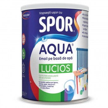 Email acrilic pe bază de apă Policolor SPOR AQUA pentru lemn și metal, alb lucios, 0,6 l