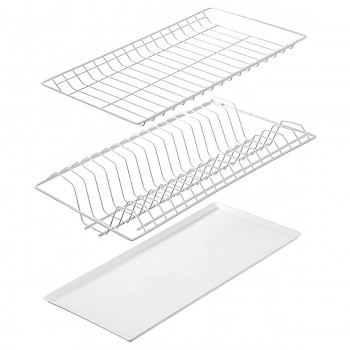 Uscător de vase în dulap 80 cm, din metal, alb