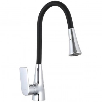 Смеситель для кухни Frap F 4471 с гибким изливом хром/черный