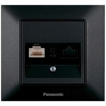 Розетка компьютерная RJ45 Cat5e Panasonic Arkedia Slim, черная, скрытый монтаж WNTC04042BL