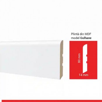 Plintă de podea din MDF Arbiton Gulhane albă 80x14x2440 mm
